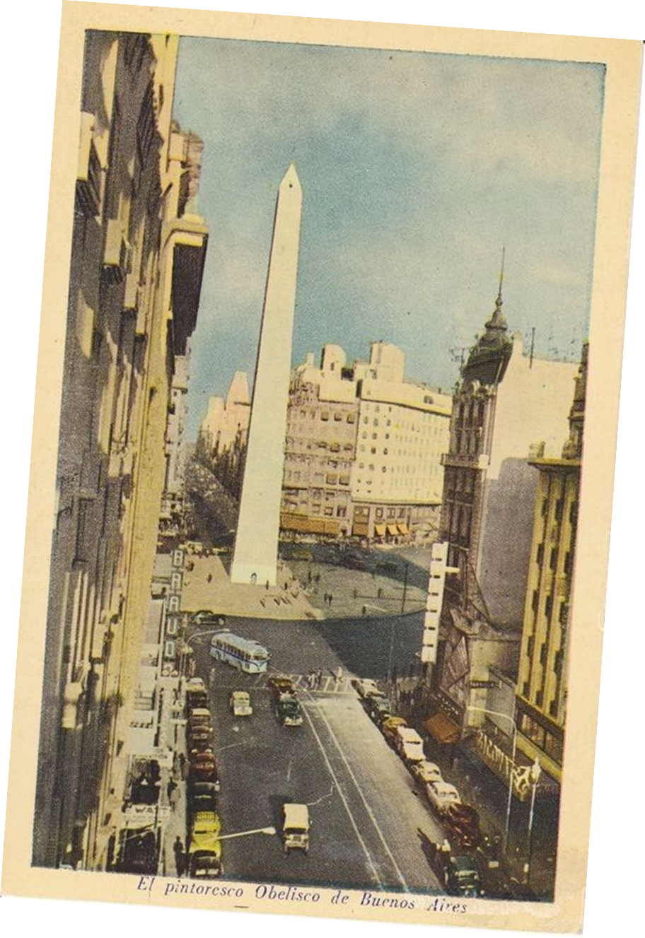 Vintage postcard of the Obelisco in Buenos Aires